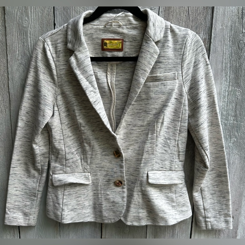 Per Una Blazer Women's  Jacket Stretch Italian Fabric Grey Mix Size UK 10 Ladies